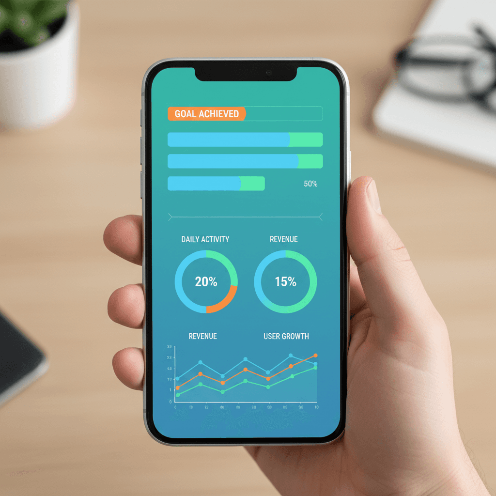 smartphone app showing study progress analytics